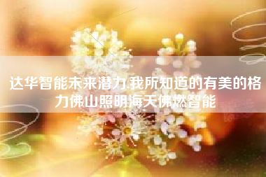 达华智能未来潜力,我所知道的有美的格力佛山照明海天佛燃智能