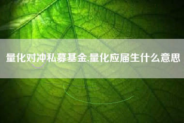 量化对冲私募基金,量化应届生什么意思