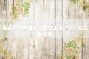 基金沪深300是什么意思,工银沪深300基金怎么样