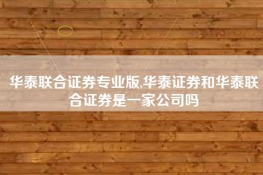 华泰联合证券专业版,华泰证券和华泰联合证券是一家公司吗