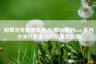 和辉光电股票股吧,小米mix系列note系列小米代系系列的屏幕供应商