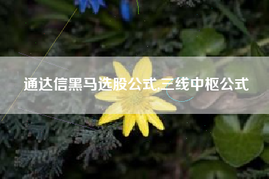 通达信黑马选股公式,三线中枢公式