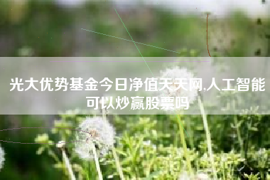 光大优势基金今日净值天天网,人工智能可以炒赢股票吗