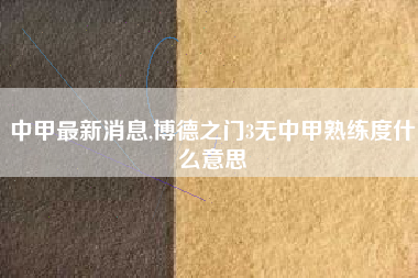 中甲最新消息,博德之门3无中甲熟练度什么意思
