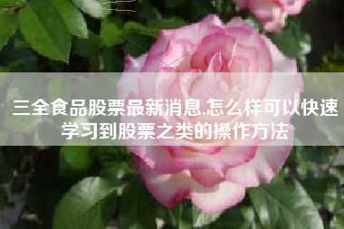 三全食品股票最新消息,怎么样可以快速学习到股票之类的操作方法