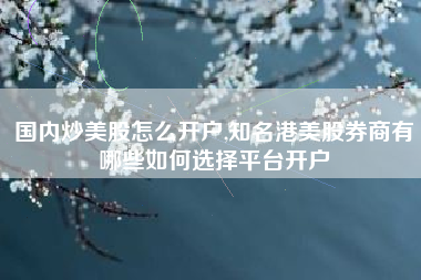 国内炒美股怎么开户,知名港美股券商有哪些如何选择平台开户