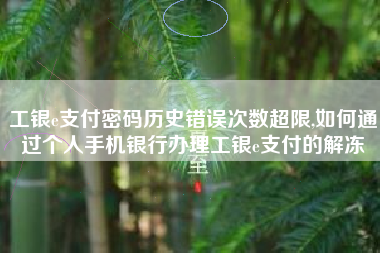 工银e支付密码历史错误次数超限,如何通过个人手机银行办理工银e支付的解冻