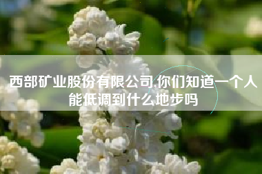 西部矿业股份有限公司,你们知道一个人能低调到什么地步吗