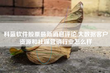 科蓝软件股票最新消息评论,大数据客户资源和社媒营销行业怎么样