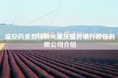 福安药业目标价40,重庆富民银行股份有限公司介绍