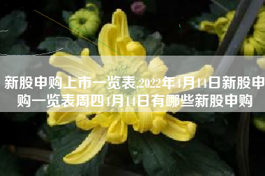 新股申购上市一览表,2022年4月14日新股申购一览表周四4月14日有哪些新股申购