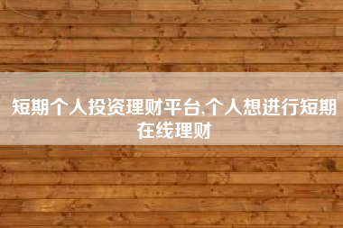 短期个人投资理财平台,个人想进行短期在线理财