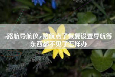 e路航导航仪,e路航点了恢复设置导航等东西都不见了怎样办