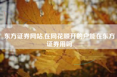 东方证券网站,在同花顺开的户能在东方证券用吗