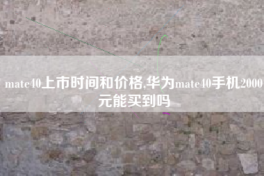 mate40上市时间和价格,华为mate40手机2000元能买到吗