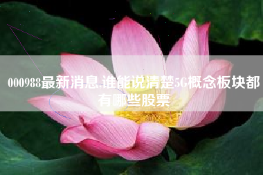 000988最新消息,谁能说清楚5G概念板块都有哪些股票