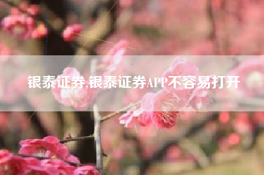 银泰证券,银泰证券APP不容易打开