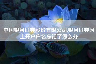 中国银河证券股份有限公司,银河证券网上开户户名忘记了怎么办