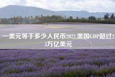一美元等于多少人民币2022,美国GDP超过23万亿美元