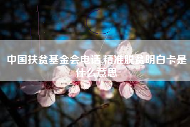 中国扶贫基金会电话,精准脱贫明白卡是什么意思