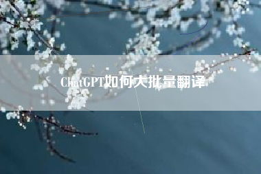 ChatGPT如何大批量翻译