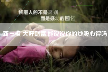 新三板 大好财富,能说说你的炒股心得吗