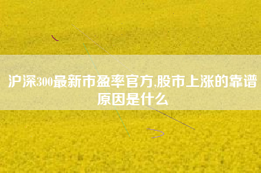 沪深300最新市盈率官方,股市上涨的靠谱原因是什么