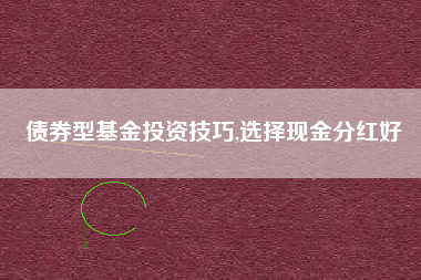 债券型基金投资技巧,选择现金分红好