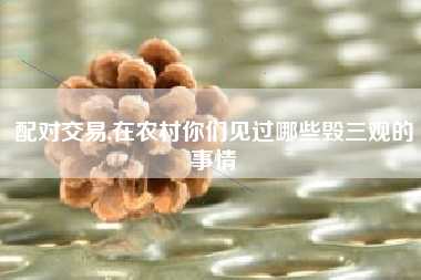 配对交易,在农村你们见过哪些毁三观的事情