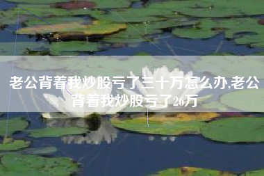 老公背着我炒股亏了三十万怎么办,老公背着我炒股亏了26万