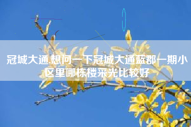 详细阅读:冠城大通,想问一下冠城大通蓝郡一期小区里哪栋楼采光比较好 冠城大通,想问一下冠城大通蓝郡一期小区里哪栋楼采光比较好