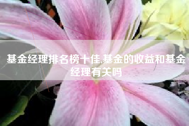 基金经理排名榜十佳,基金的收益和基金经理有关吗