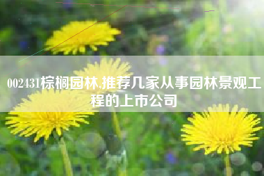 详细阅读:002431棕榈园林,推荐几家从事园林景观工程的上市公司 002431棕榈园林,推荐几家从事园林景观工程的上市公司