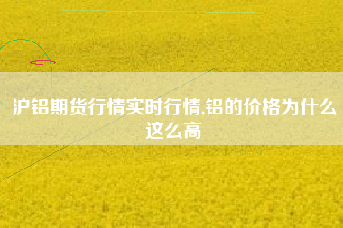 沪铝期货行情实时行情,铝的价格为什么这么高