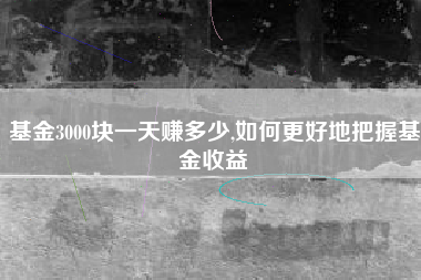 基金3000块一天赚多少,如何更好地把握基金收益