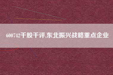 600742千股千评,东北振兴战略重点企业