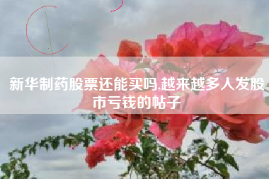 新华制药股票还能买吗,越来越多人发股市亏钱的帖子