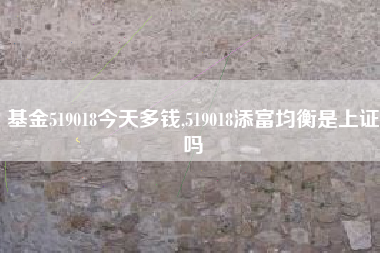 详细阅读:基金519018今天多钱,519018添富均衡是上证吗 基金519018今天多钱,519018添富均衡是上证吗