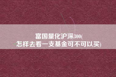 富国量化沪深300(
怎样去看一支基金可不可以买) 富国量化沪深300(
怎样去看一支基金可不可以买)