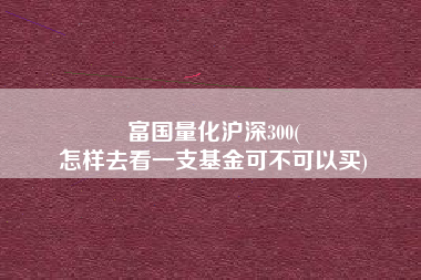 富国量化沪深300(
怎样去看一支基金可不可以买) 富国量化沪深300(
怎样去看一支基金可不可以买)