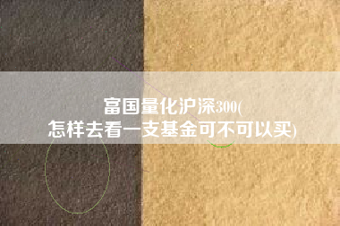 富国量化沪深300(
怎样去看一支基金可不可以买) 富国量化沪深300(
怎样去看一支基金可不可以买)