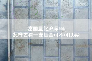 富国量化沪深300(
怎样去看一支基金可不可以买) 富国量化沪深300(
怎样去看一支基金可不可以买)