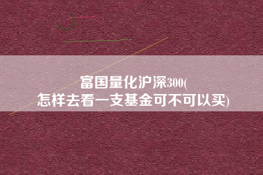 富国量化沪深300(
怎样去看一支基金可不可以买) 富国量化沪深300(
怎样去看一支基金可不可以买)