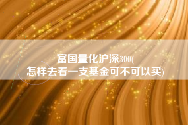 富国量化沪深300(
怎样去看一支基金可不可以买) 富国量化沪深300(
怎样去看一支基金可不可以买)