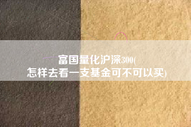 富国量化沪深300(
怎样去看一支基金可不可以买) 富国量化沪深300(
怎样去看一支基金可不可以买)