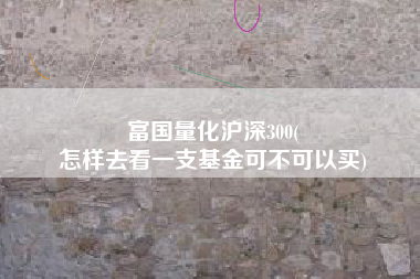 富国量化沪深300(
怎样去看一支基金可不可以买) 富国量化沪深300(
怎样去看一支基金可不可以买)